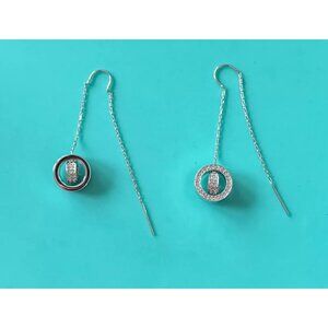 Swarowski Dextera Drop Earrings Long White Rhodium Plated